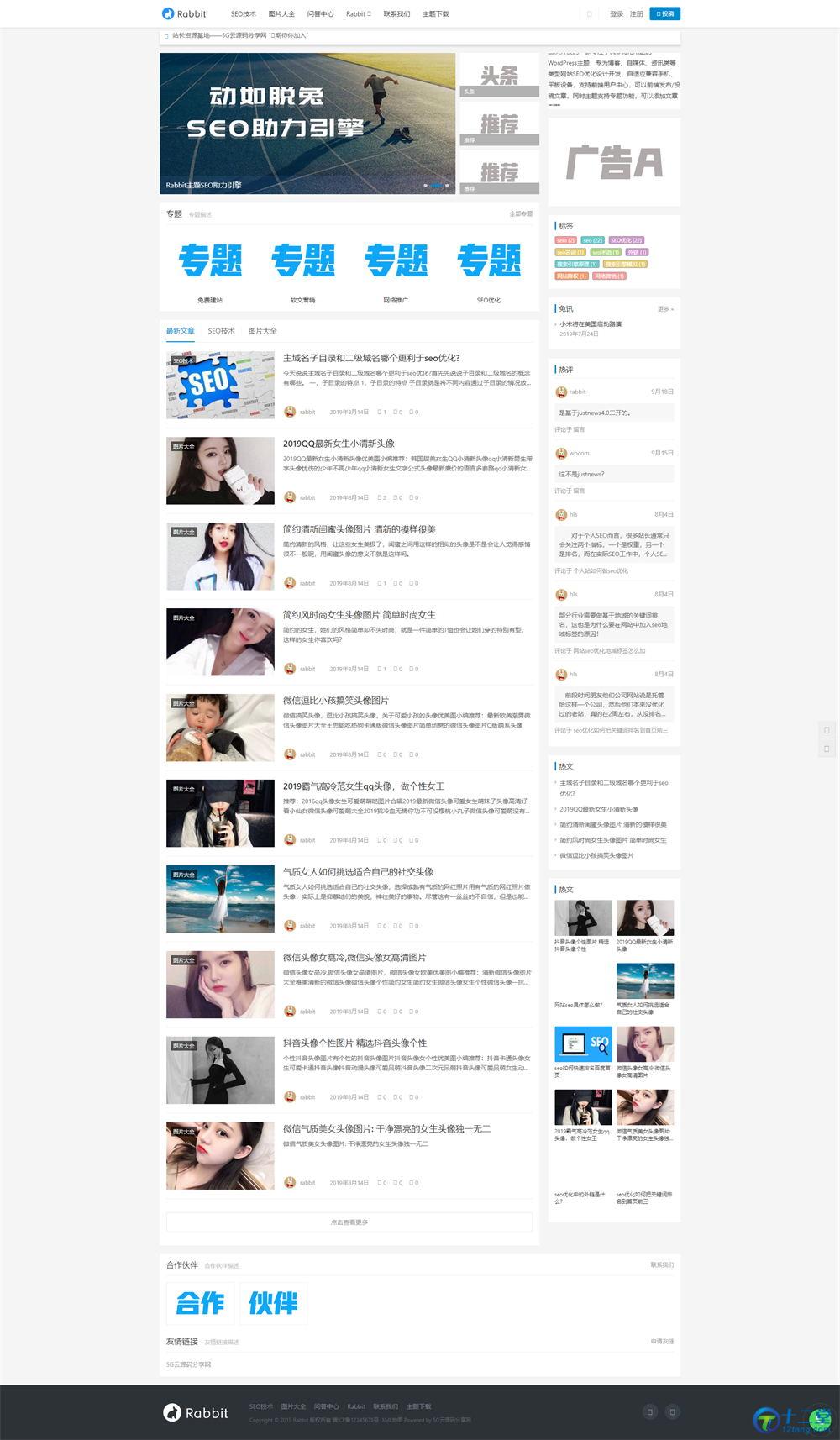 为SEO而生的WordPress主题RabbitV2.0主题截图